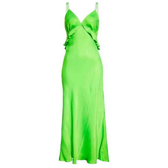 Farm Rio Lime Green Ruffle Midi Dress sz S - Picture 6 of 12